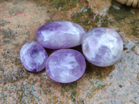 Polished Chevron Amethyst Palm Stones x 20 from Ankazobe, Madagascar