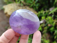 Polished Chevron Amethyst Palm Stones x 20 from Ankazobe, Madagascar