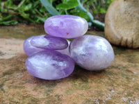 Polished Chevron Amethyst Palm Stones x 20 from Ankazobe, Madagascar