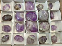 Polished Chevron Amethyst Palm Stones x 20 from Ankazobe, Madagascar