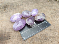 Polished Chevron Amethyst Palm Stones x 20 from Ankazobe, Madagascar