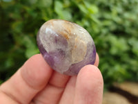 Polished Chevron Amethyst Palm Stones x 20 from Ankazobe, Madagascar