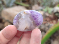 Polished Chevron Amethyst Palm Stones x 20 from Ankazobe, Madagascar