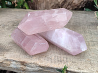 Polished Double Terminated Rose Quartz Points x 6 From Ambatondrazaka, Madagascar