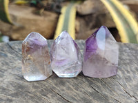 Polished Smokey Amethyst Window Quartz Crystals x 20 From Akansobe, Madagascar