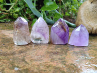 Polished Smokey Amethyst Window Quartz Crystals x 20 From Akansobe, Madagascar