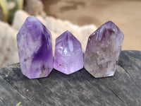 Polished Smokey Amethyst Window Quartz Crystals x 20 From Akansobe, Madagascar