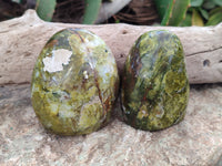 Polished Green Opal Standing Free Forms x 6 From Antsirabe, Madagascar