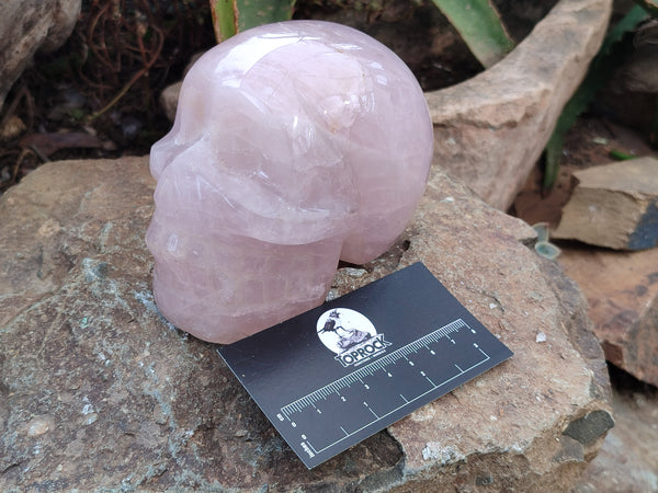 Hand Made Rose Quartz Skull Carving x 1 From Madagascar