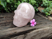 Hand Made Rose Quartz Skull Carving x 1 From Madagascar