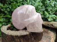 Hand Made Rose Quartz Skull Carving x 1 From Madagascar