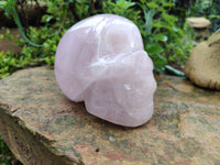 Hand Made Rose Quartz Skull Carving x 1 From Madagascar