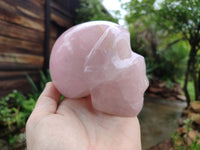 Hand Made Rose Quartz Skull Carving x 1 From Madagascar