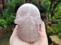 Hand Made Rose Quartz Skull Carving x 1 From Madagascar