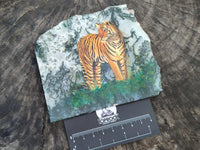 Hand Made Tiger Decoupage on Moss Agate Stone Slabs - Sold Per Item - From South Africa