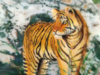 Hand Made Tiger Decoupage on Moss Agate Stone Slabs - Sold Per Item - From South Africa