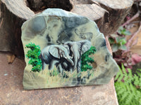 Hand Made Elephant Decoupage on Butter Jade Stone Slabs - sold per item - From South Africa