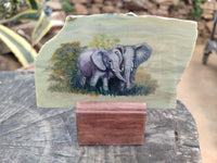 Hand Made Elephant Decoupage on Butter Jade Stone Slabs - sold per item - From South Africa