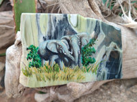 Hand Made Elephant Decoupage on Butter Jade Stone Slabs - sold per item - From South Africa