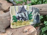 Hand Made Elephant Decoupage on Butter Jade Stone Slabs - sold per item - From South Africa