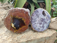 Polished On One Side Agate Nodules x 2 From South Africa