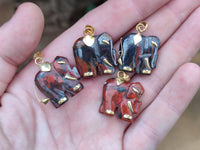 Hand Made Jasper Elephant Pendants x 6 From South Africa