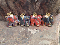 Hand Made Jasper Elephant Pendants x 6 From South Africa