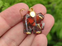 Hand Made Jasper Elephant Pendants x 6 From South Africa