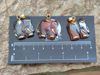 Hand Made Jasper Elephant Pendants x 6 From South Africa