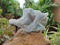 Natural Blue Lace Agate Geode Specimens x 2 From Malawi