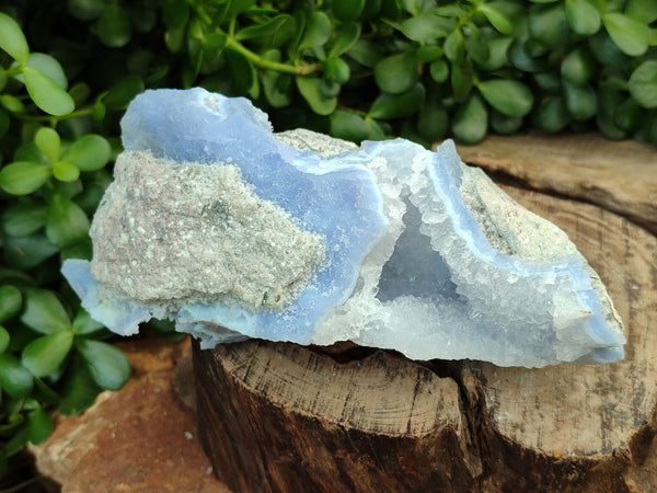 Natural Blue Lace Agate Geode Specimens x 2 From Malawi