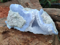 Natural Blue Lace Agate Geode Specimens x 2 From Malawi