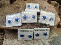 Polished Blue Onyx Agate with Surgical Steel Stud Earrings - Sold Per Pair - From China