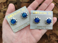 Polished Blue Onyx Agate with Surgical Steel Stud Earrings - Sold Per Pair - From China