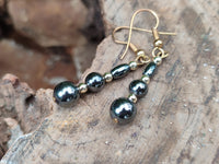 Polished Pair of Hematite and Silver Bead Earrings - Sold per Pair - From Southern Africa