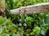 Polished Pair of Hematite and Silver Bead Earrings - Sold per Pair - From Southern Africa