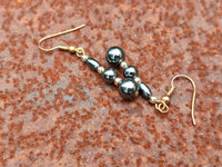 Polished Pair of Hematite and Silver Bead Earrings - Sold per Pair - From Southern Africa