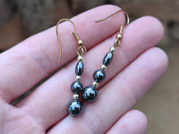 Polished Pair of Hematite and Silver Bead Earrings - Sold per Pair - From Southern Africa