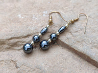 Polished Pair of Hematite and Silver Bead Earrings - Sold per Pair - From Southern Africa