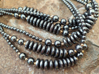 Polished Silver Hematite Bead and Disk Choker Necklace - Sold Per Item - From China