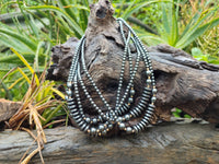 Polished Silver Hematite Bead and Disk Choker Necklace - Sold Per Item - From China