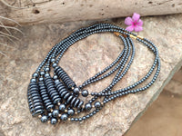 Polished Silver Hematite Bead and Disk Choker Necklace - Sold Per Item - From China