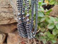 Polished Silver Hematite Bead and Disk Choker Necklace - Sold Per Item - From China