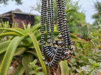 Polished Silver Hematite Bead and Disk Choker Necklace - Sold Per Item - From China