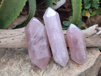 Polished Double Terminated Rose Quartz Points x 6 From Ambatondrazaka, Madagascar