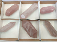 Polished Double Terminated Rose Quartz Points x 6 From Ambatondrazaka, Madagascar