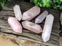 Polished Double Terminated Rose Quartz Points x 6 From Ambatondrazaka, Madagascar