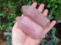 Polished Double Terminated Rose Quartz Points x 6 From Ambatondrazaka, Madagascar