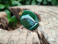 Polished Aventurine Pendant with Hand Painted Dolphin - Sold Per Item - From Zimbabwe