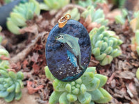 Polished Sodalite Pendant with Hand Painted Dolphin - Sold Per Item - From Namibia